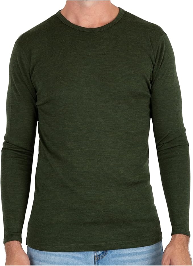 MERIWOOL Mens Base Layer - 100% Merino Wool Midweight Long Sleeve Thermal Shirt