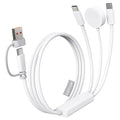 ZEEHOO Multi Charging Cable, 100W Dual USB C Charger Cable, for Apple Watch Charger, 3 in 1 Fast Charging Cable, iPhone 17/16/15 Pro, iPad, MacBook, AirPods, Nylon Braided Travel Cable
