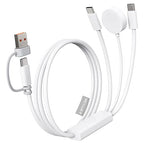 ZEEHOO Multi Charging Cable, 100W Dual USB C Charger Cable, for Apple Watch Charger, 3 in 1 Fast Charging Cable, iPhone 17/16/15 Pro, iPad, MacBook, AirPods, Nylon Braided Travel Cable