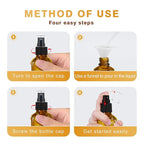 Amber Spray Bottles about 4oz Empty Small Glass Spray Bottle Fine Mist Spray Refillable Containers, Set of 16, Included 24 nozzles, 2 Funnels, 2 Droppers, 24 Labels