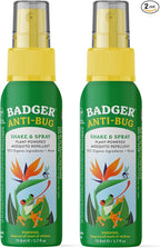 Badger Bug Spray, 3-Hour DEET-Free Mosquito Repellent, Family Friendly, Citronella & Organic Essential Oils, Natural & Vegan Insect Repellent Spray for Travel, 2.7 fl oz Aluminum Bottle, 2-Pack