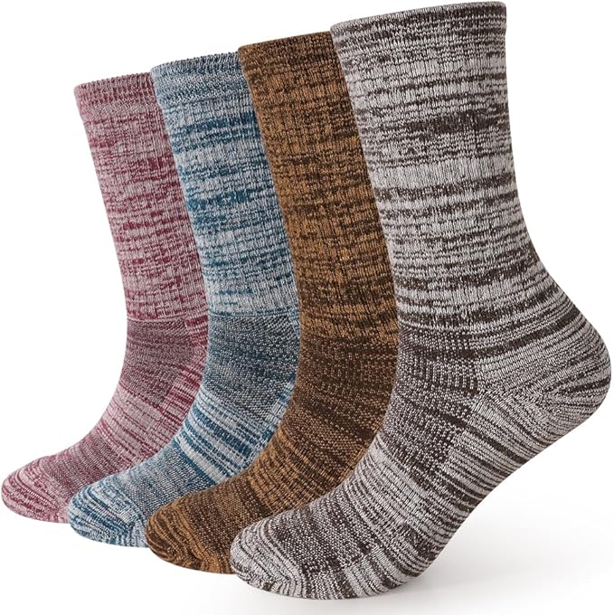 EnerWear 4 Pack Women's Merino Wool Outdoor Hiking Trail Crew Sock