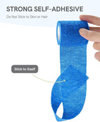 FriCARE Self Adhesive Bandage Wrap, Medical Tape in First Aid Kit, Cohesive Bandages for Wounds Sport Vet, 2 Inches X 5 Yards 12 Rolls, Energetic