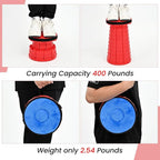 2 Pack Upgraded Collapsible Stool Folding Stool with Cushion,Retractable Folding Stool Max Load Capacity 400lbs, Portable Telescoping Stools for Camping Hiking Outdoor BBQ -Red