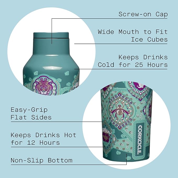 Corkcicle Disney Princess Jasmine Insulated Canteen Travel Water Bottle, Triple Insulated Stainless Steel, Keeps Beverages Cold for 25 Hours or Warm for 12 Hours, 20oz