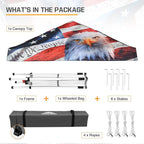 EAGLE PEAK 10x10 Slant Leg Pop-up Canopy Tent Easy One Person Setup Instant Outdoor Beach Canopy Folding Portable Sports Shelter 10x10 Base 8x8 Top (American Icon)