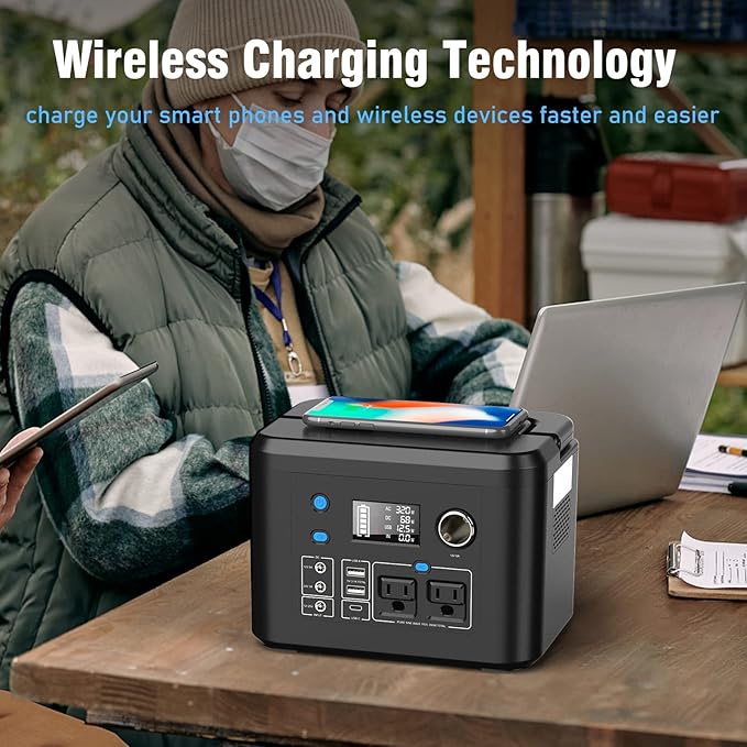 Portable Power Station 350W, Powkey 260Wh/70,000mAh Backup Lithium Battery, 110V Pure Sine Wave Power Bank with 2 AC Outlets, Portable Generator for Outdoors Camping Travel Hunting Emergency