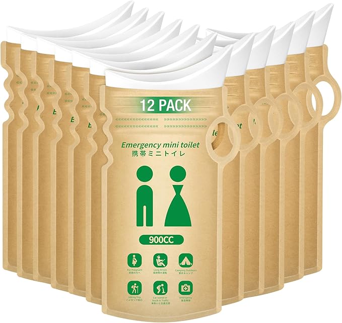 Disposable Urine Bags for Travel, 900ML Portable Solutions for Expedited Travel & Exigency Scenarios,Camping, Traffic Jams, Pregnant, Patient, Kids (Multi-Pack 4/9/12/27) (12 Pack)