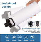 Volhoply 40 oz Insulated Water Bottles Paracord Handle, Stainless Steel Sports Bottle with Spout Lid, Double Walled Vacuum Water Cups with Wide Mouth, Reusable Water Jug for Adults (White, 1 Set)