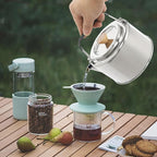 Camping Kettle, Stainless Steel Portable Coffee Tea Pot with Anti-Scald Handles, 35.2oz Capacity for Outdoor Camping Hiking Picnics (Silver)