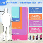 Sfee 2 Pack Microfiber Travel Towel, Quick Dry Towel Camping Beach Towel Super Absorbent Compact Lightweight Sports Gym Towels Set for Beach, Gym, Hiking, Pool, Backpacking, Bath, Yoga