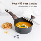 SENSARTE Pots and Pans Set Non stick, Non toxic Healthy Induction Cookware Set, 14 Pcs Non Stick Kitchen Cooking Set with Frying Pans Set & Saucepan, PFOA PFOS APEO Free, Black