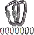 STURME Carabiner Clip 12KN Aluminium Wiregate Lightweight Heavy Duty Large Strong Durable D-Ring Hooks Spring Snap Link Keychain Clips Set for Hammock Improved Design 2022