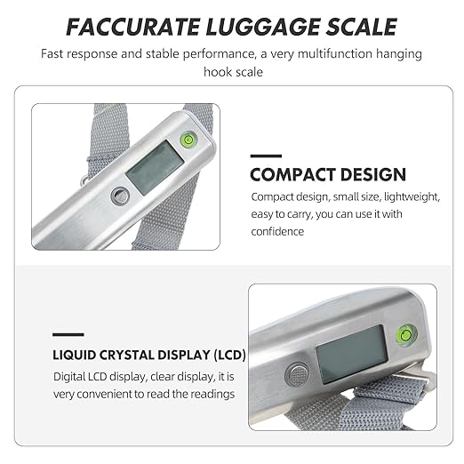 Alipis Portable Digital Luggage Scale 50kg with Retractable Tape Measure, Handheld Travel Suitcase Weight Scale for Accurate Baggage Weighing