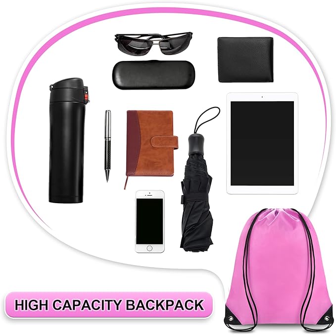 Grneric Drawstring Backpack Bulk 70Pcs String Backpack Drawstring Bags Cinch Bag Sackpack for Men Women Gym(Pink)