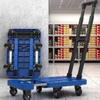 Red Extendable Folding Flatbed Cart Mobile Hand Truck with Adjustable Platform Smooth Rolling WheelsPortable Utility Cart for Home Office and Garden