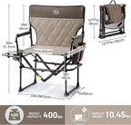 TIMBER RIDGE Aluminum Camping Directors Chair with Side Table Pocket, Portable Folding Chair, Heavy Duty Lawn Chair for Fishing Trip Picnic Concert Outdoor 400lbs, Tan 2 Pack