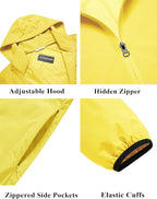 COOFANDY Men's Packable Rain Jacket Lightweight Waterproof Raincoat with Hood Travel Hiking Golf Windbreaker