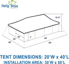 Party Tents Direct 20'x40' Canopy Tent, Weekender Canopy Pole Tent, Easy Up with Heavy Duty PVC White Top, 160 Person Capacity, Outdoor Canopies, Tents for Parties, Weddings & Events