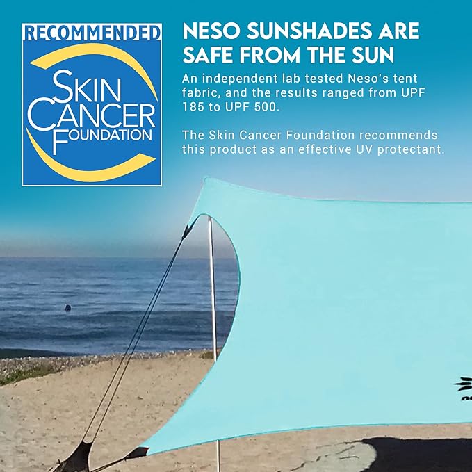 Neso Gigante - Portable Beach Tent - Ideal to Enjoy with Family and Friends - UPF 50+, Water-Resistant, and Lightweight - Seafoam, 11' x 11'