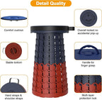 ALEVMOOM Upgraded XXL 19.7" Collapsible Stool, Heavy Duty Portable Folding Stool Max Load 1000 lbs, Retractable Telescoping Foldable Seat for Camping Fishing Hiking Travel BBQ