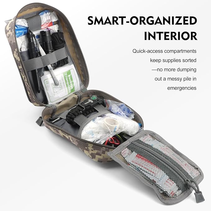 Tactical First aid kit for Outdoor 119 Pcs, First Aid Supplies Emergency Trauma Bag, Survival First Aid Kit for Outdoor Camping Hiking Backpacking and Travel