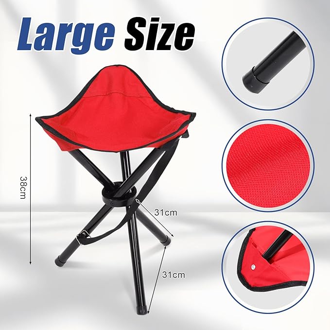 3 Pack Folding Camping Stool 12.2 x 14.96 Inch Portable Collapsible Chair Tripod Stool Hiking Chair for Fishing, Beach, Picnic, Outdoor, Gardening and Travel