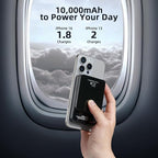 Magnetic Power Bank, 10000mAh Magnetic Portable Charger, 22.5W Wireless Power Bank, USB-C Fast Charging, LED Display Magnetic Battery Pack, Compatible for iPhone 17/16/15/14/13 Pro/Pro Max/Plus(Black)