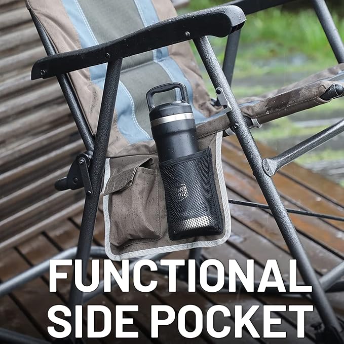 TIMBER RIDGE Foldable Padded Rocking Chair Set of 2 for Outdoor, High Back and Heavy Duty, Portable for Camping, Patio, Lawn, Garden, Yard or Balcony, Supports 300lbs, Brown