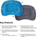 ATEPA Inflatable Camping Pillow, Ultralight Waterproof Travel Pillow with Ergonomic Support & Leak-Proof Air Valve, Compact Portable Pillow for Hiking Backpacking Tent Airplane Beach, Navy