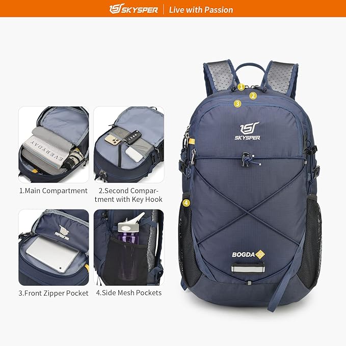 SKYSPER Small Hiking Daypack, 20L Lightweight Travel Backpacks Day Hike Pack with Waist Strap for Women Men