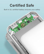 Portable Charger Power Bank with Built-in Cable & AC Plug, 10000mAh Fast USB-C Charger, Slim Mini Battery for iPhone 16/15/14/13/Pro/Max & All USB-C Devices