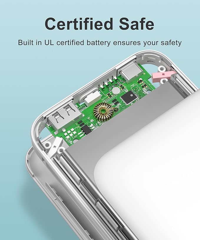 Portable Charger Power Bank with Built-in Cable & AC Plug, 10000mAh Fast USB-C Charger, Slim Mini Battery for iPhone 16/15/14/13/Pro/Max & All USB-C Devices