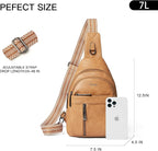 LATMAP 7L Sling Bag For Women Men Backpack Fanny Pack Crossbody Chest Travel Shoulder Belt Bags Purse Handbag PU Leather