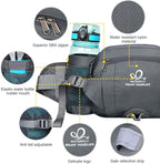 WATERFLY Fanny Pack Waist Bag: Fannie Pack 2 Water Bottle Holders Lumbar Belt Hiking Walking Running Jogging Camping Large Woman Man (Bottle Not Included)