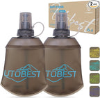 UTOBEST 150ml Soft Flask, 2 Pack Flexible TPU Hydration Water Bottle, Collapsible with 28mm Caliber for Running, Hiking, Cycling, Climbing, and Marathon Blue