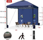 KAMPKEEPER 10x10 Pop Up Canopy Tent with Sidewall - Easy Setup Sun Shelter, Outdoor Shade with Vented Roof for Backyard | UV & Rain Portable Instant Camping Beach Canopy Tents (Navy Blue)