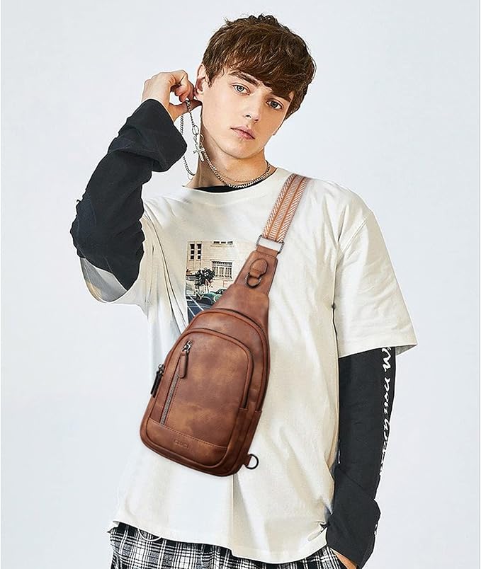 CLUCI Crossbody Bags for Women Men,Leather Sling Bag Cross Body Backpack for Woman Gifts for Women Birthday Unique