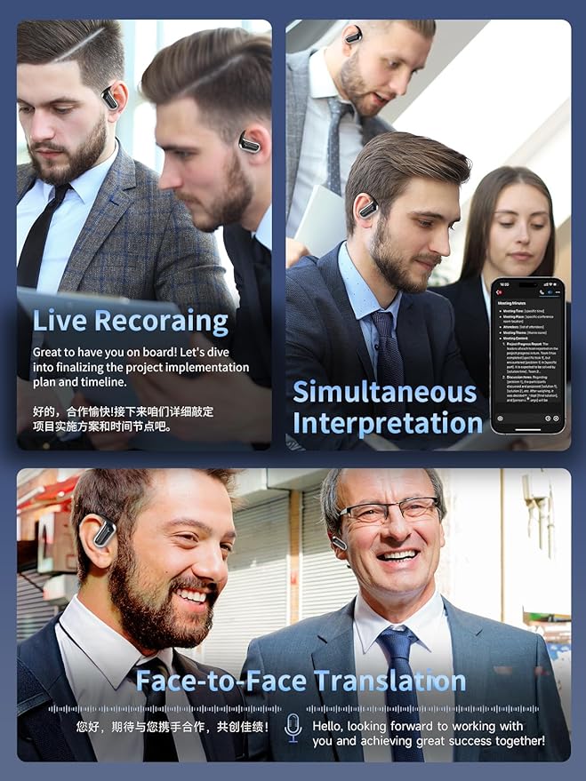 144 Languages AI Translation Earbuds, Bluetooth 5.4 Headphones Translator, 4-in-1 Smart Mode Touch Screen Real-Time Earphones Fit iOS and Android Devices, Ideal for Travel, Business, Learning