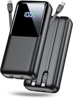 Portable Charger Power Bank - 40000mAh Fast Charging Powerbank Battery Pack with Built in USB-C(22.5W) and iOS(20W) Output Cable，Deep Black