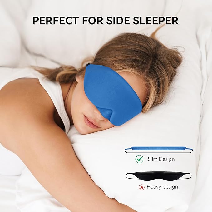 Mavogel Cotton Sleep Mask - Breathable Light Blocking Sleep Eye Mask, Soft Comfortable Night Sleeping Mask for Men Women, Eye Cover for Travel/Shift Work/Nap, Includes Travel Pouch (Cobalt Blue)