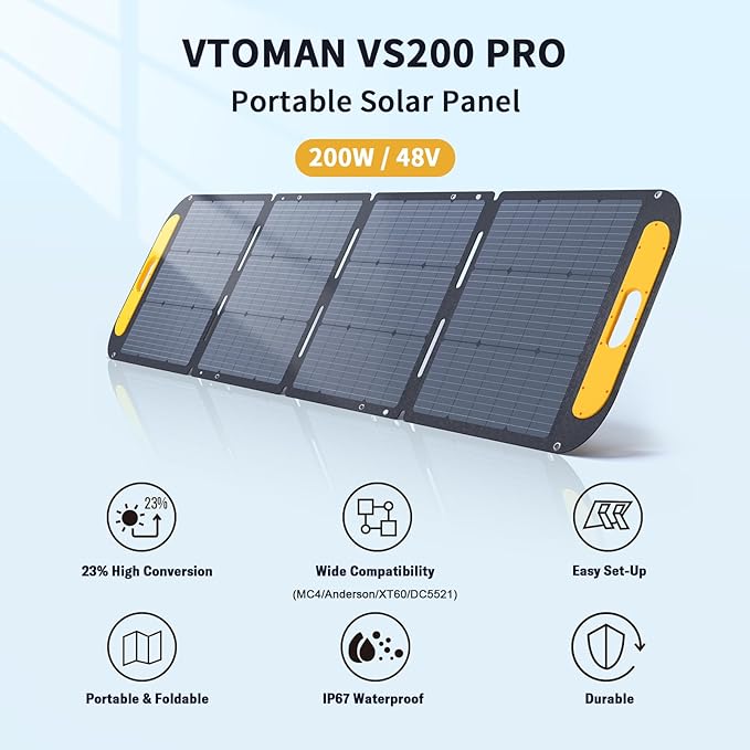 VTOMAN 3096Wh Portable Power Station Bundle with Extra Battery & 200W Pro Solar Panel Included - Up to 3000W Solar Power Generator for Home Backup, Off-grid, Road Trip, RV, Camping, Emergencies
