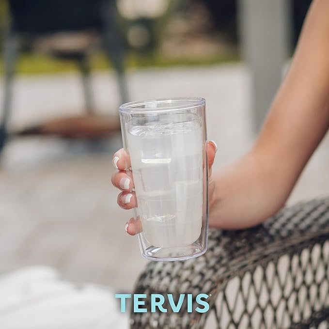 Tervis Clear & Colorful Tabletop Made in USA Double Walled Insulated Tumbler Travel Cup Keeps Drinks Cold & Hot, 16oz, Quartz
