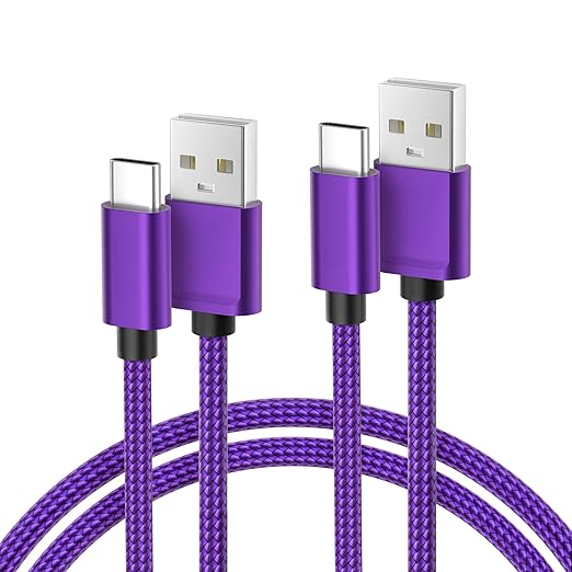 Basesailor for iPhone 17 16 Pro Max Charger Cord,USB to USB C Cable,Type C Charging Power Cord for Apple 17e 15 iPad 10 Air 4 5,Samsung Galaxy S26 S25 S24 S23,Purple,2Pack 3.3FT(1M)
