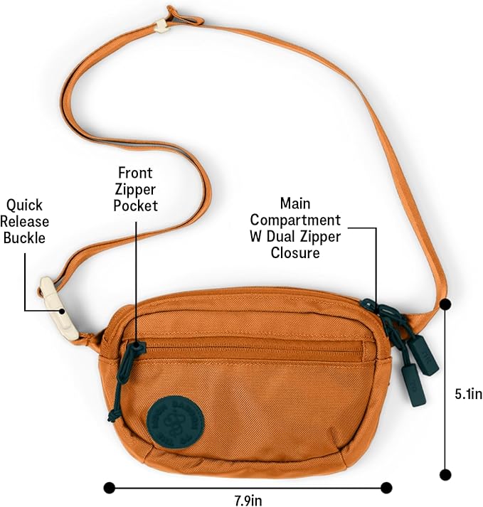 Baboon to the Moon Fanny Pack - Trendy, Compact, Water-Repellent Waist Bag in Multiple Colors and Sizes for Men and Women (Caramel, Mini (1.5L))