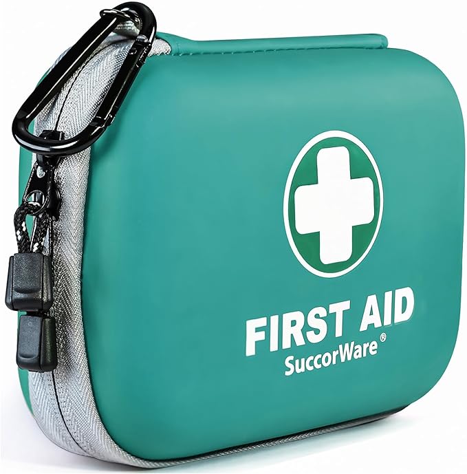 150 Pieces Mini First Aid Kit - Small Medical Kit with Hard Shell - Emergency First Aid Kit for Car, Travel, Home, Outdoor, Office, Camping, Hiking (Green)