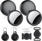 Air Tracker Tags-4 Pack, 2025 New [Apple MFi Certified], Bluetooth Tracker Work with Apple Find My (iOS Only), Replaceable Battery Last 2 Years,Item Finder for Luggage/Key/Suitcase,with Diverse Holder