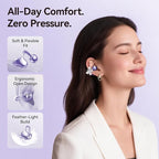 Kinglucky ClipFree Open-Ear Headphones, Butterfly-Inspired Ear-Cuff Design, Stylish & Comfortable Clip-On Ear Buds, Wireless Earbuds for Women, Long Battery Life, Great for Gifting - Purple