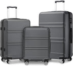 Kono 3 Piece Luggage Sets Expandable(only 28") Lightweight with Spinner Wheels TSA Lock Hardside Travel Rolling Suitcases 20in 24in 28in Carry on Grey