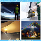 Camping Lantern Rechargeable, LED Flashlight Spotlight Lantern, Waterproof Lantern Flashlight for Hurricane Emergency, Hiking, Outdoor Patio and Garden Party Decoration